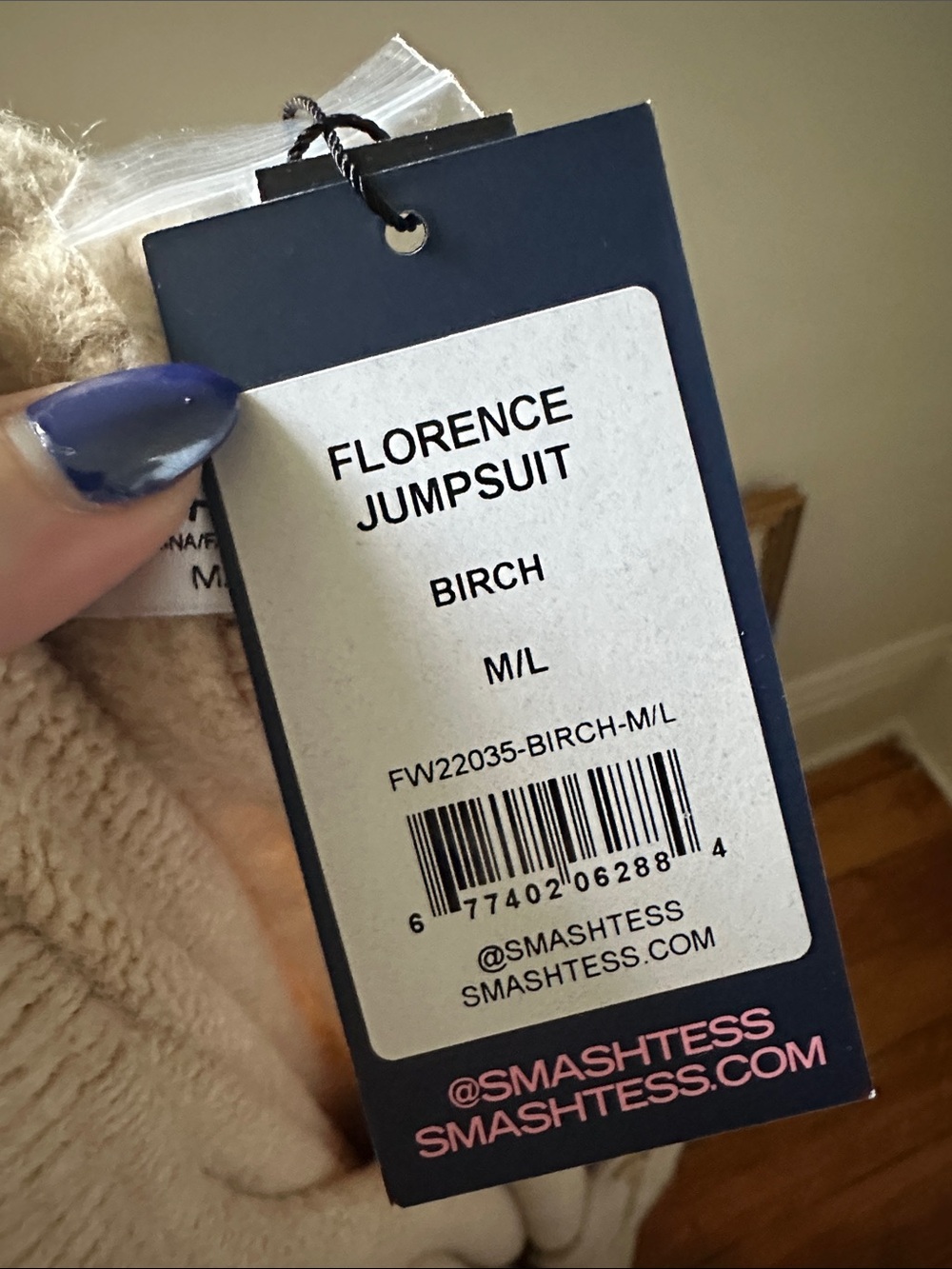 NWT SMASH + TESS Florence Fleece Collared Oversized Jumpsuit in Birch Med/Large - Picture 7 of 8